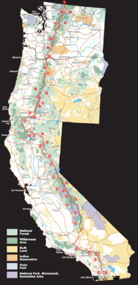 Pacific crest trail route overview